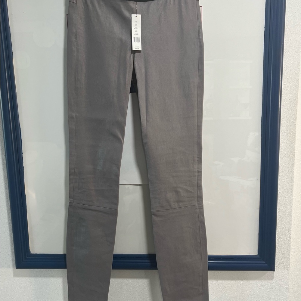 Theory Lamb Leather NWT pants, size 6, gray.